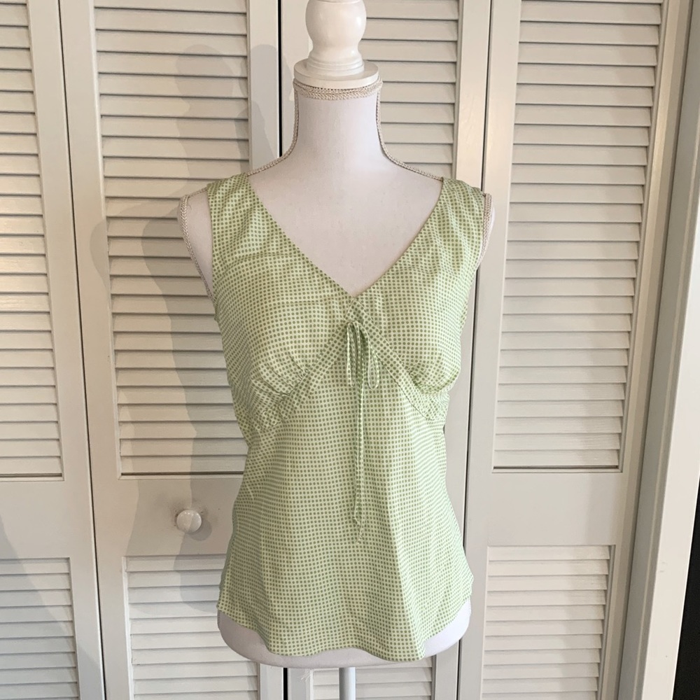 Isaac Mizrahi for Target Silk Tank Top Women’s White w/ Green Polka Dots Size M